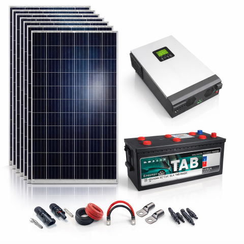 Kit Solar 2430w 48VDC a 230VAC Con Bateria Plomo