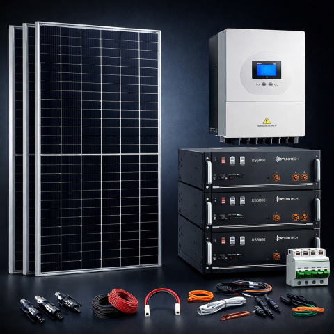 Kit Solar 2700W 48VDC a 230VAC Híbrido Con Batería Litio Pylontech