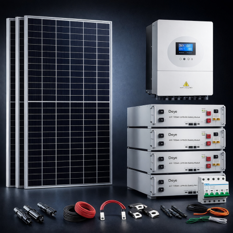 Kit Solar 6300w 48VDC a 380VAC Híbrido con Batería Litio