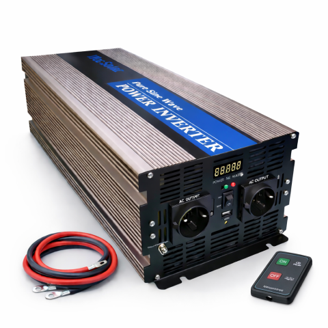 Inversor solar 5000w 24v Onda pura LCD + Mando + Cables WccSol