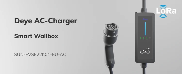 Cargador para coche eléctrico Deye 7 kW/22 kW 4 Cargador coche Deye SUN-EVSE22K01-EU-AC de 22 kW