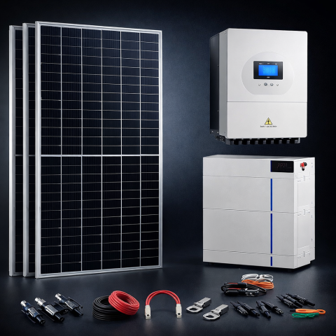 Kit Solar 5000W 48VDC a 230VAC Hibrido Con Batería Litio Aiw-10KWH