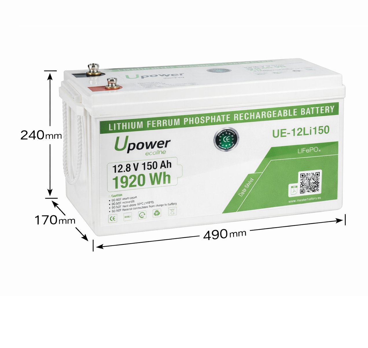 Batería de Litio LiFePO4 12V 150Ah Upower Ecoline - Imagen 2